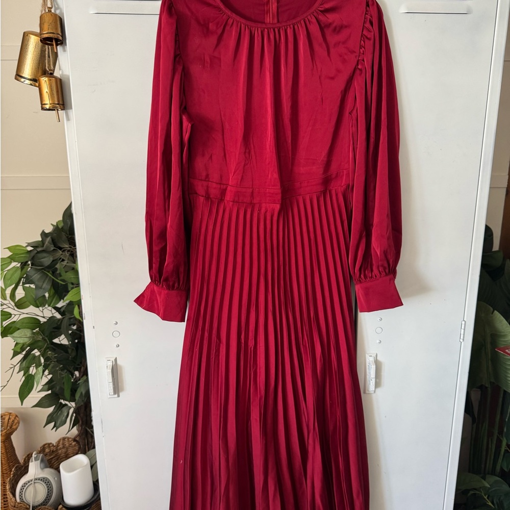SHEIN Elegant Long Sleeve Burgundy Dress